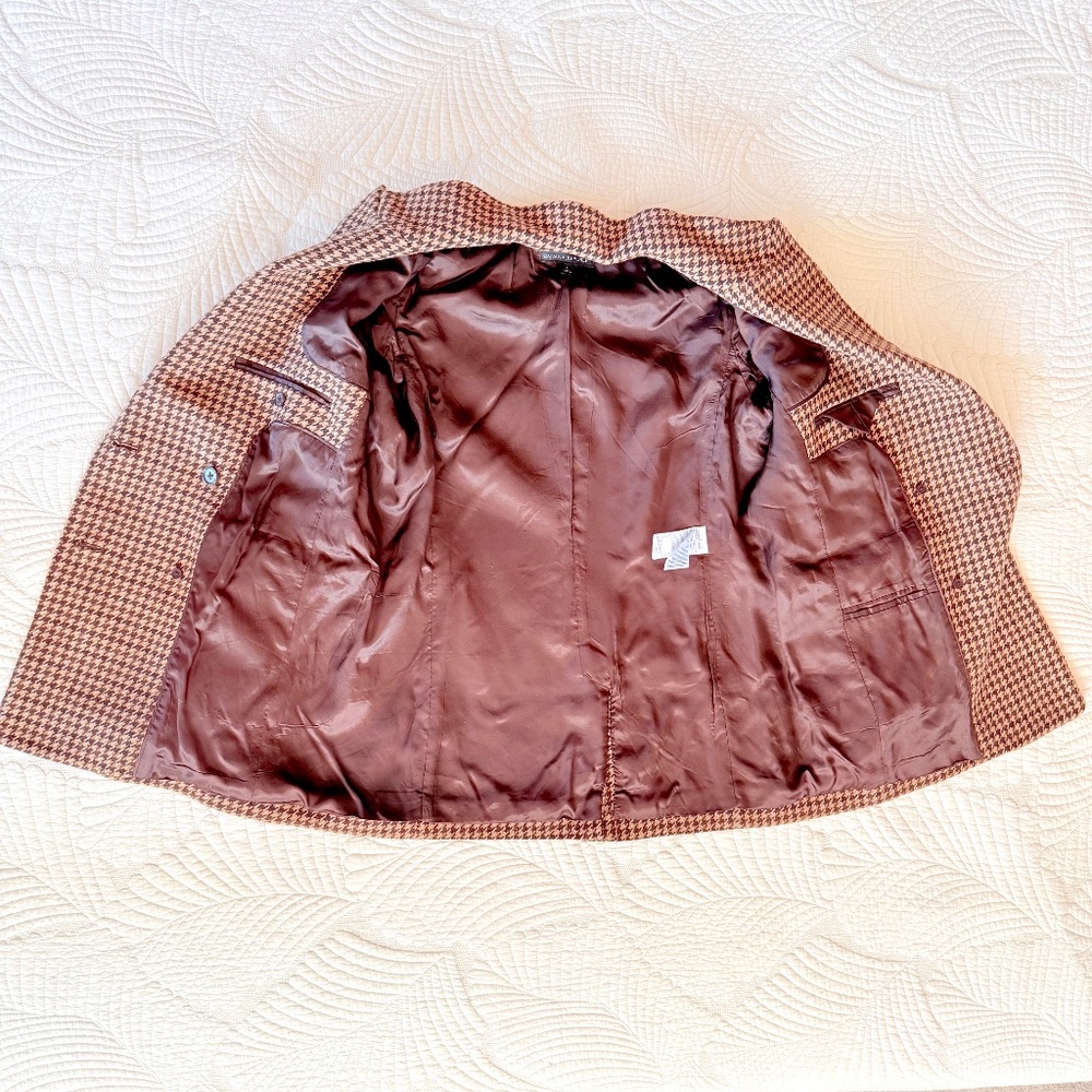 Banana Republic Brown Houndstooth Modern Wool Blazer Women's Size 4 - Picture 13 of 15